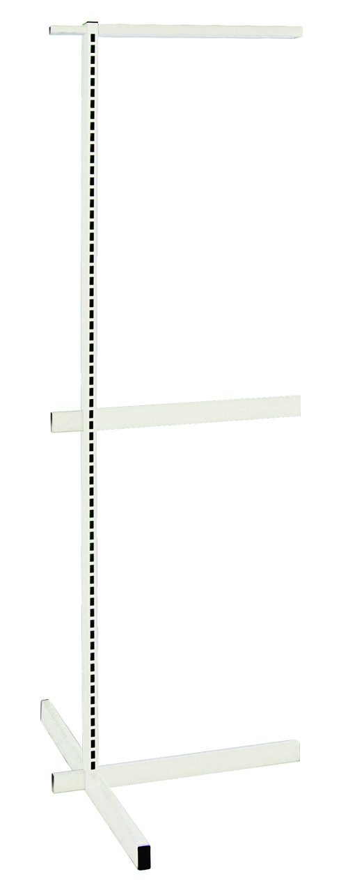 WS70-DS18ADHC.jpg The Quantum Partition Wall Add-On Unit features a white finish adjustable metal frame with evenly spaced holes for flexible shelf placement. It includes one upright, three tie-bars, and stands on four angled legs with black non-slip feet. No shelves are attached.