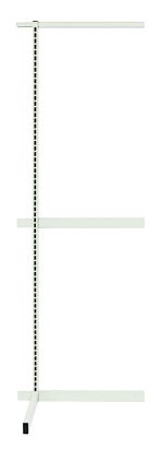 The Quantum Partition Wall Add-On Unit, single-sided, features a white finish with an upright and three tie-bars for support. Measuring 18W x 26D x 70H, this minimalistic unit is both functional and adjustable.