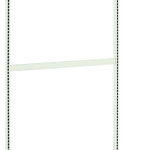 The Quantum Partition Wall Starter Unit is a freestanding display rack, measuring 36W x 26D x 70H, with a minimalist design. It includes two upright posts and three tie-bars, standing on flat legs for support and featuring a sleek white finish.