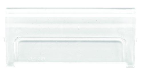 The Quantum Clear Window for QUS221, priced per each and packaged 12 per carton, is a clear, rectangular plastic piece with a slightly raised horizontal ridge near the top and two small side indents. It features a smooth, slightly reflective surface.