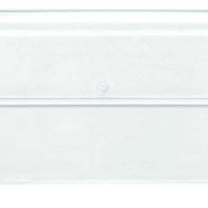 The Quantum Clear Window is a transparent rectangular plastic cover for QUS239 and QUS240 models, featuring slightly rounded edges, a center notch, a clear glossy surface with subtle lines. Its priced per each, with 6 per carton.