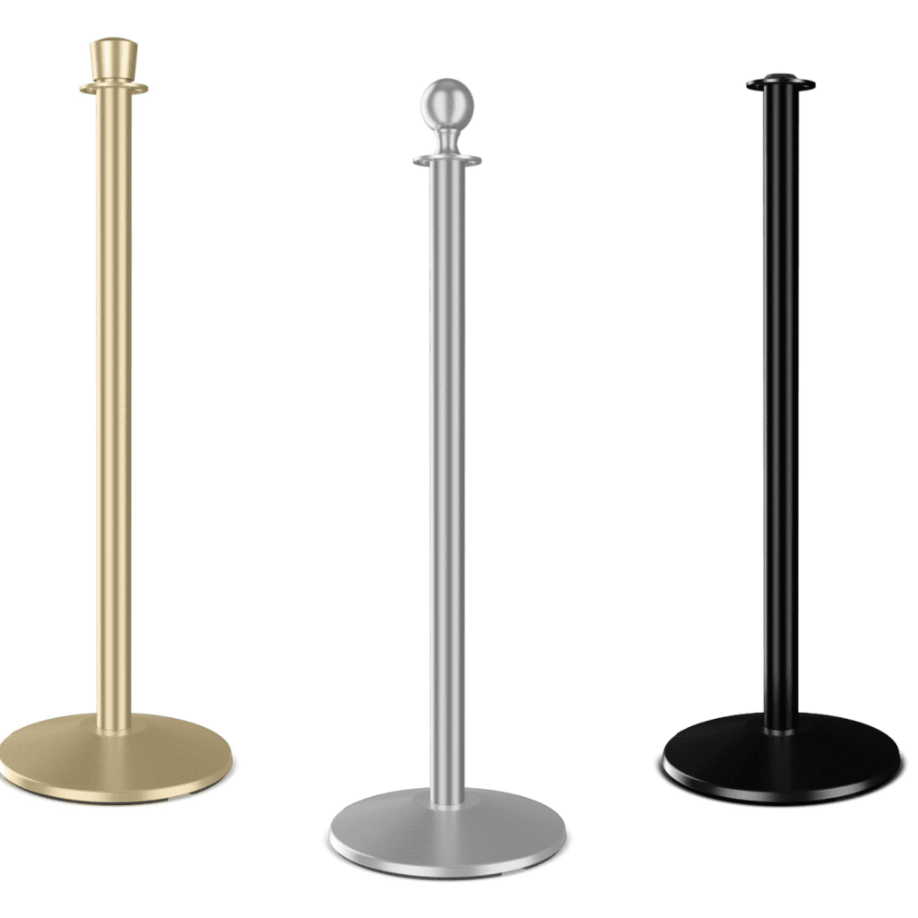 three models and colors of Stanchion posts