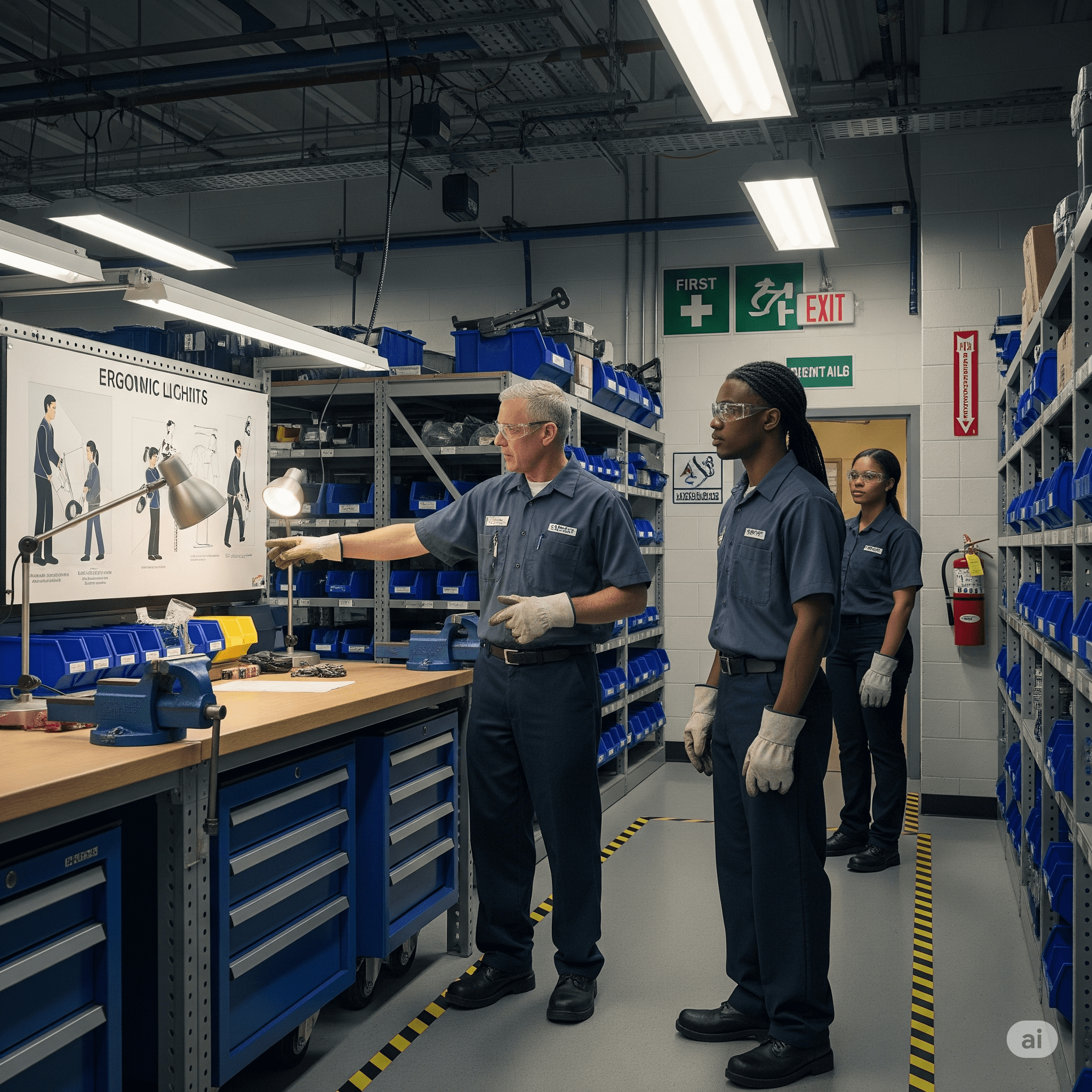 Lighting, Ergonomics & Safety in Automotive Parts Rooms