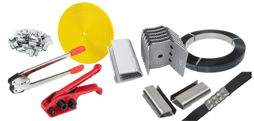 A group of tools on a black background.