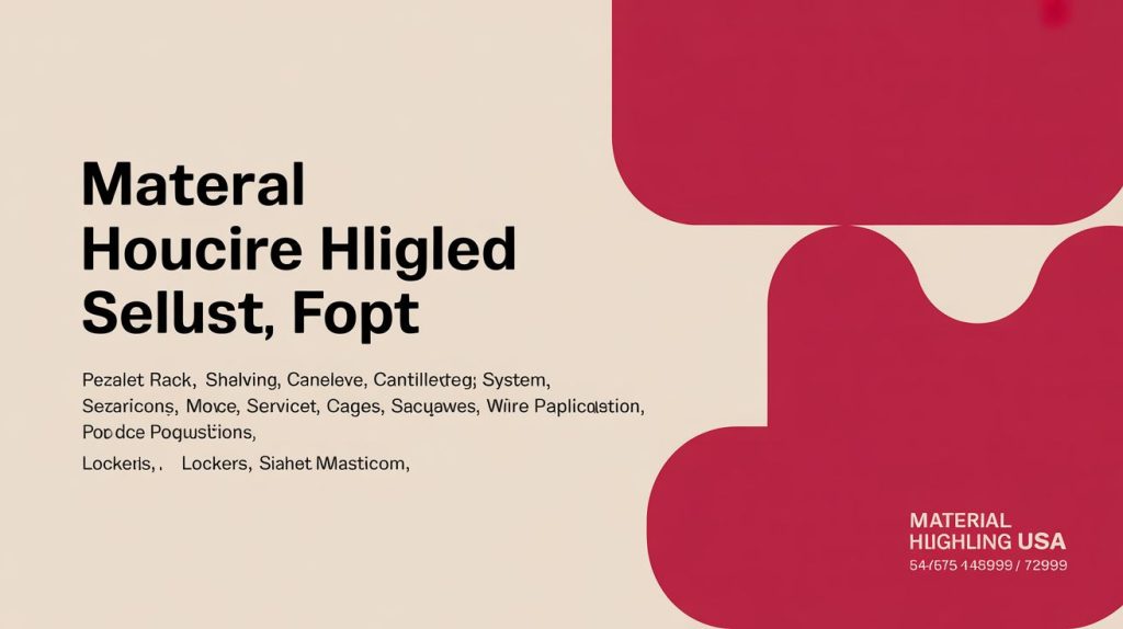 A graphic with abstract red shapes on a beige background features black text with spelling errors, such as Materal Houcire Hligled Sellust, Fopt, and a block of smaller, similarly misspelled text below.