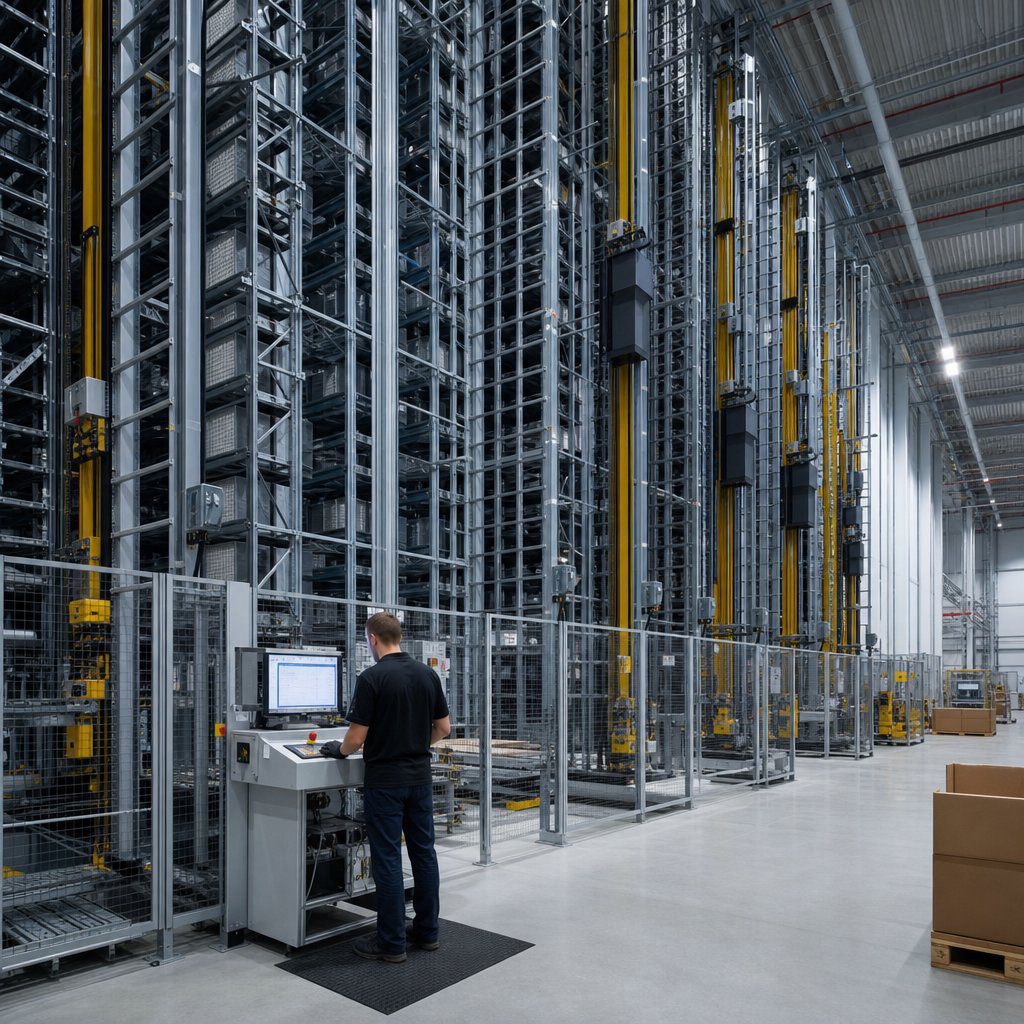 Bar stock vertical lift storage system