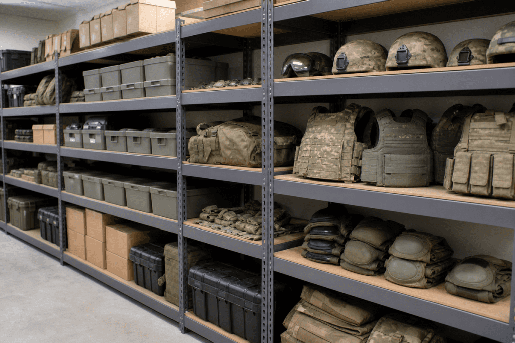 Industrial shelving for readiness center inventory