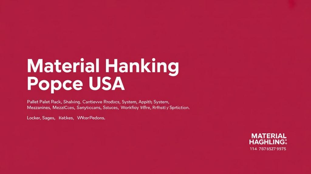White text on a red background reads Material Hanking Popce USA with smaller, partially obscured or misspelled text below. In the bottom right, Material Haghling: 114 7975827 9975 appears.