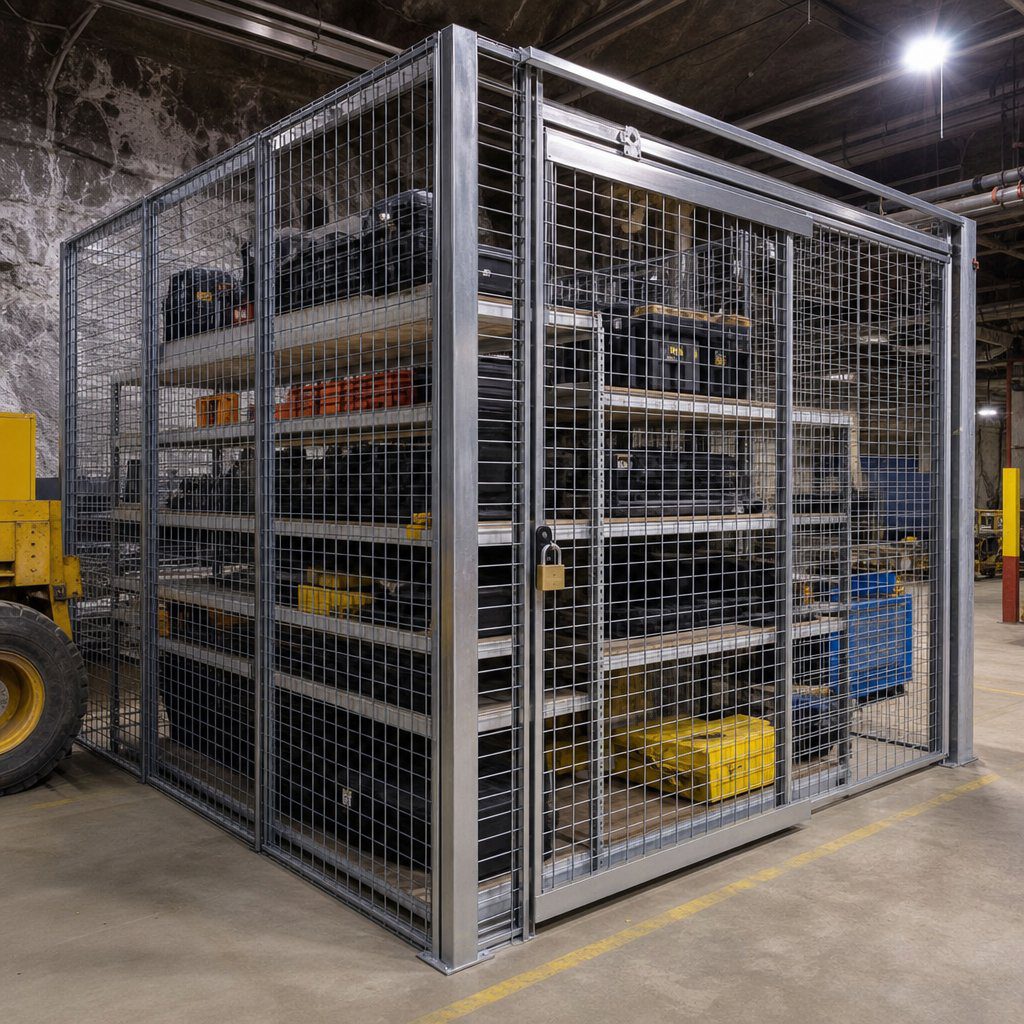 Heavy duty industrial shelving for mining parts