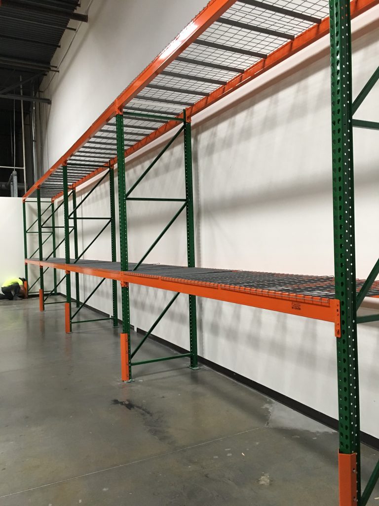 Pallet rack storage in retail fulfillment warehouse