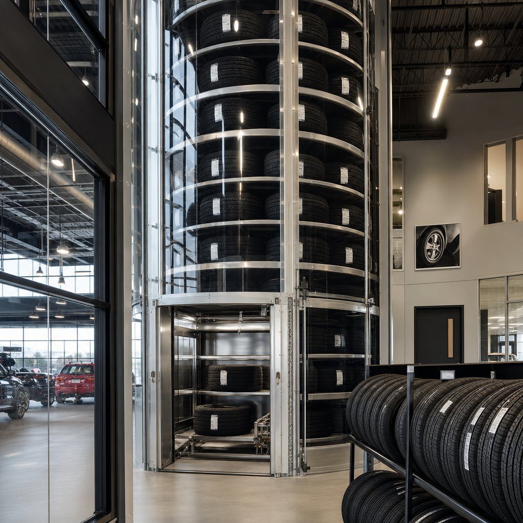 Automated tire carousel storage system