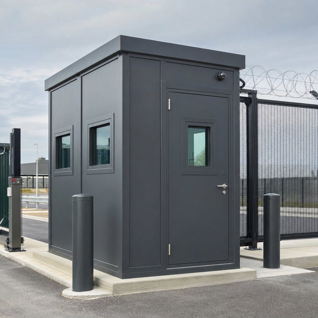 Welded steel guard booth for high security entrance
