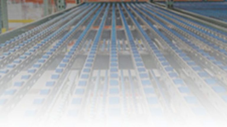 Carton flow rack gravity roller lanes for case picking