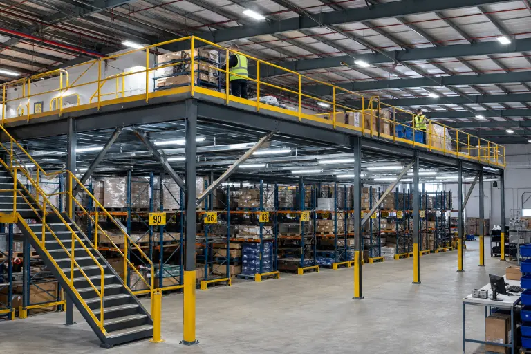 Steel mezzanine platform used to illustrate mezzanine cost planning