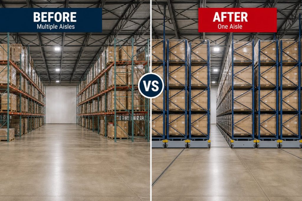 Mobile rack storage density comparison