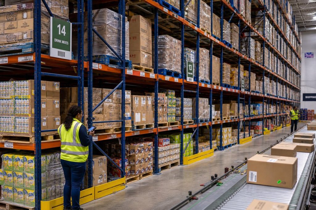 Retail e-commerce fulfillment warehouse with selective pallet rack