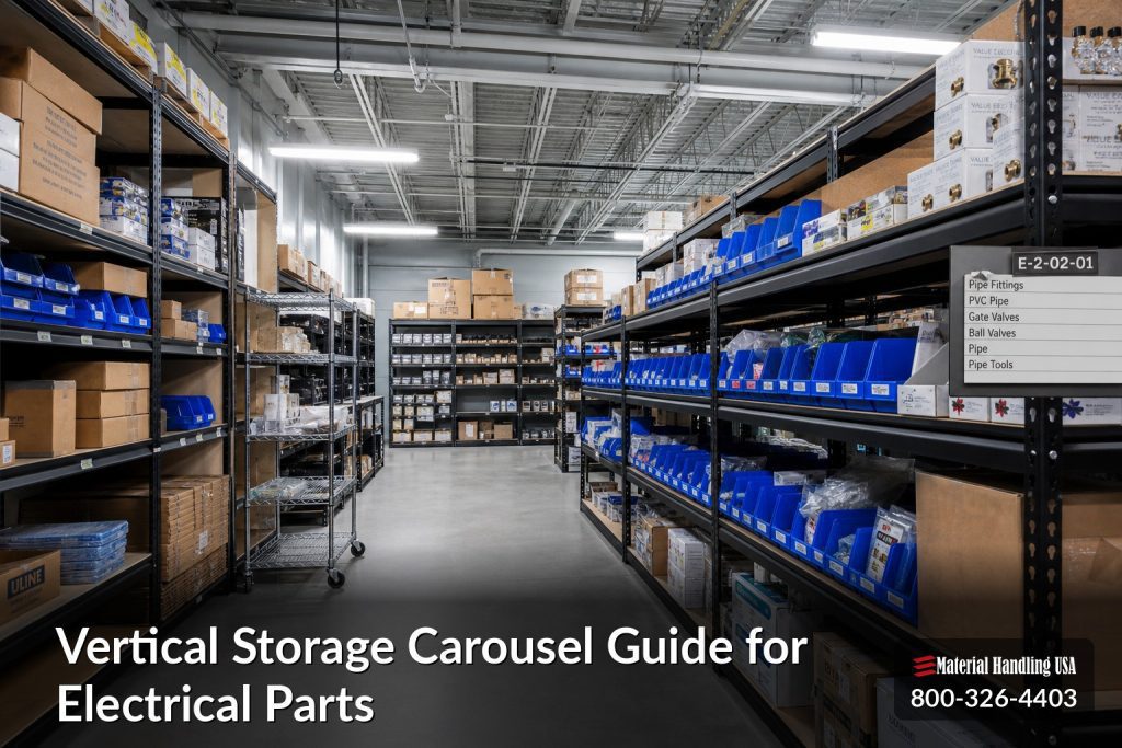 Vertical carousel for electrical parts and wire storage