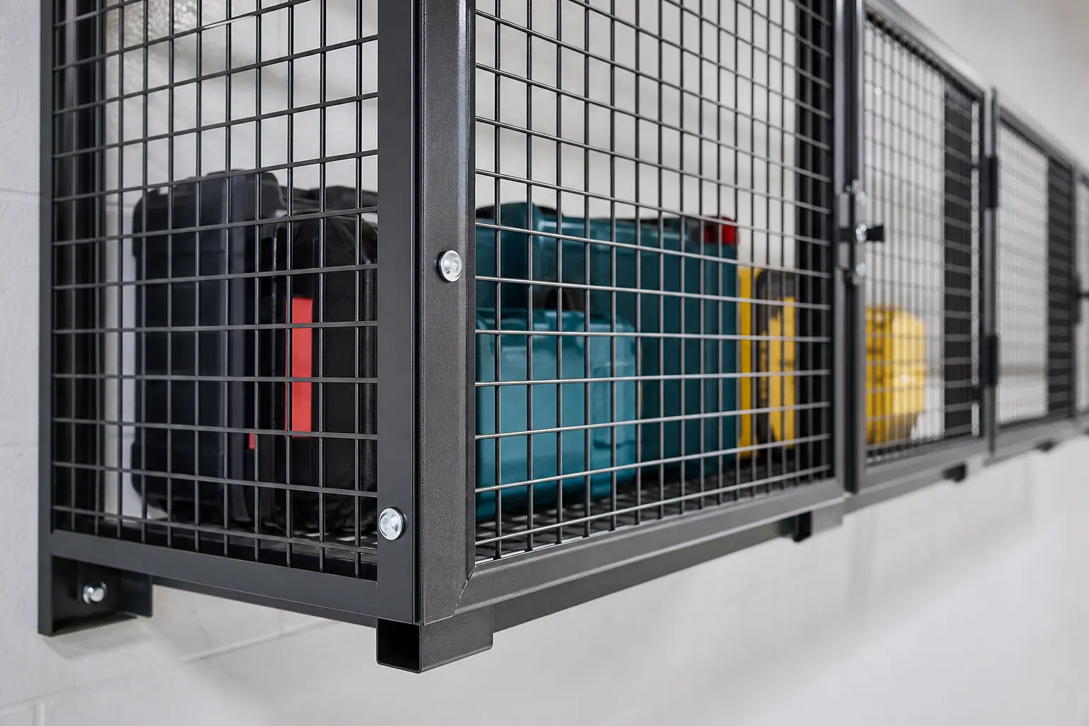 Wall-Mounted Wire Mesh Security Cage Storage Solution - professional view 2