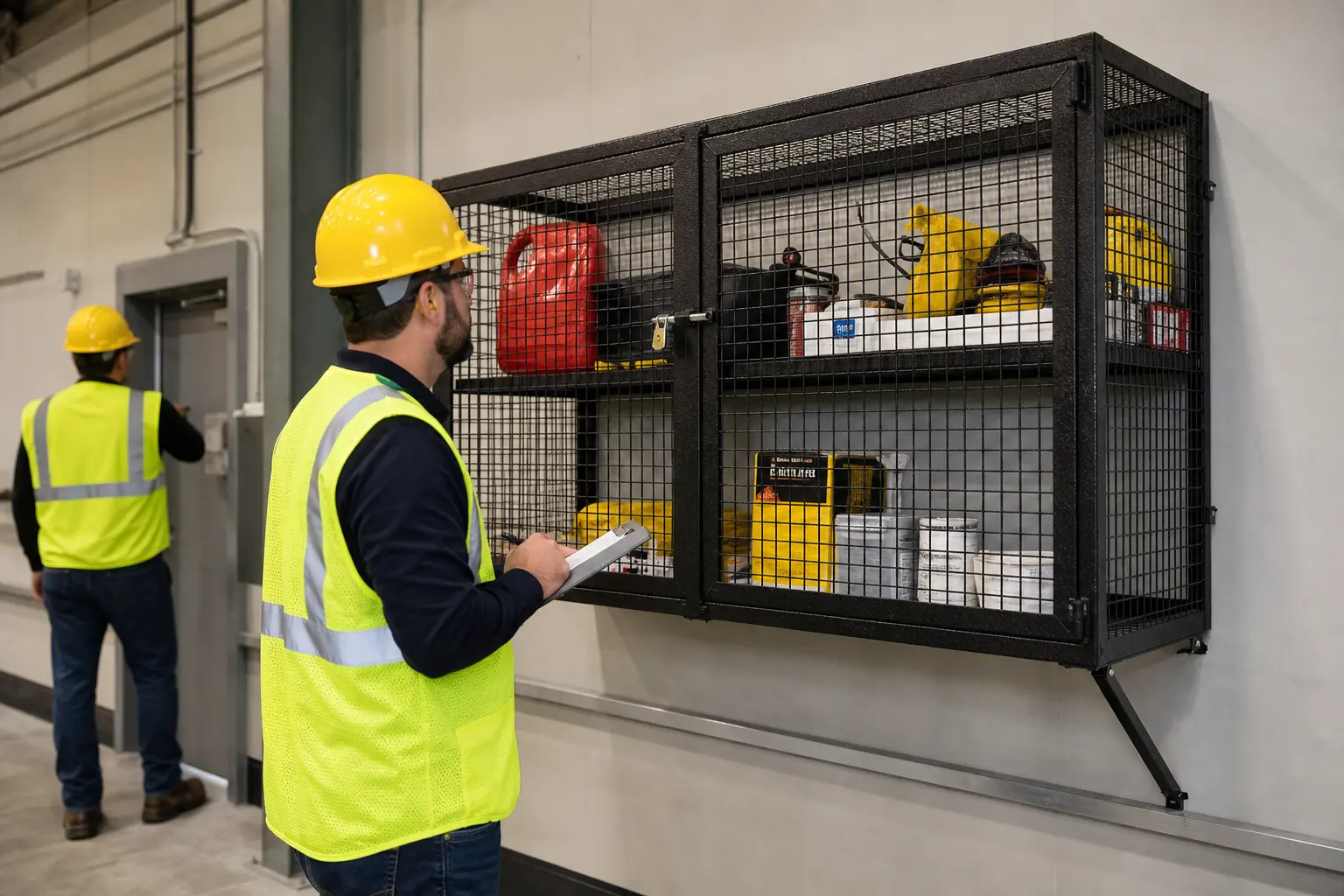Wall-Mounted Wire Mesh Security Cage Storage Solution - professional view 3