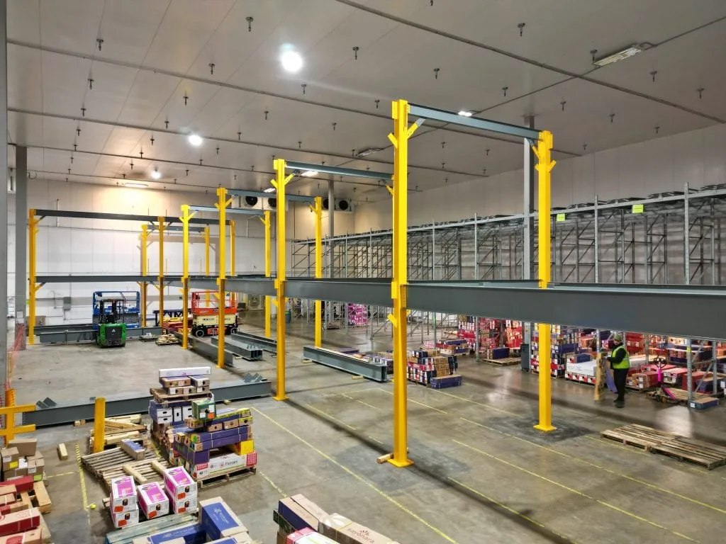 Mezzanine construction stage 2 - platform and decking installation