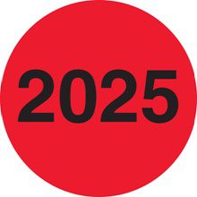 MH-USA 2" Circle - "2025" (Fluorescent Red) Year Labels