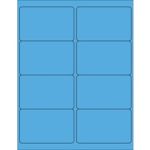 MH-USA 4 x 2 1/2" Fluorescent Blue Rectangle Laser Labels