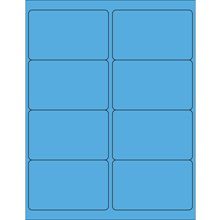 MH-USA 4 x 2 1/2" Fluorescent Blue Rectangle Laser Labels