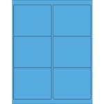 MH-USA 4 x 3 1/3" Fluorescent Blue Rectangle Laser Labels