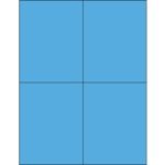 MH-USA 4 1/4 x 5 1/2" Fluorescent Blue Rectangle Laser Labels