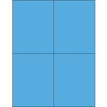 MH-USA 4 1/4 x 5 1/2" Fluorescent Blue Rectangle Laser Labels