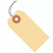 MH-USA 5 1/4 x 2 5/8" 13 Pt. Manila Shipping Tags - Pre-Strung (100 Pack)