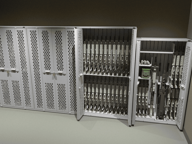 Datum G2 heavy-duty weapon rack for military armory