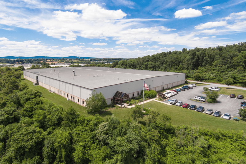 Aerial view of the Datum Storage Solutions manufacturing plant in York, Pennsylvania