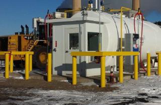 Guard booth crane installation at site
