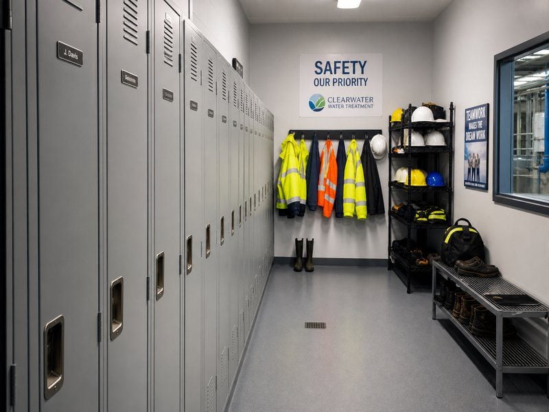 Employee lockers and PPE storage at an industrial facility