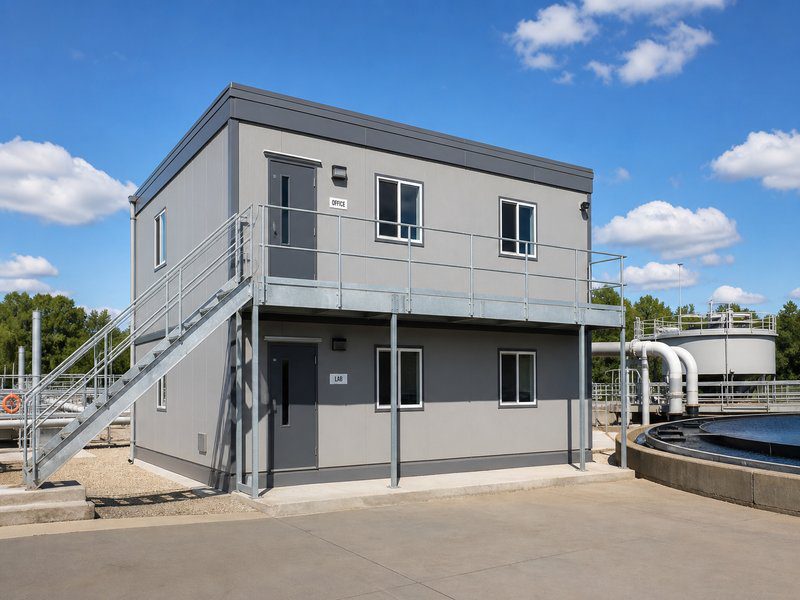 Modular building installed at water treatment facility - control room and office