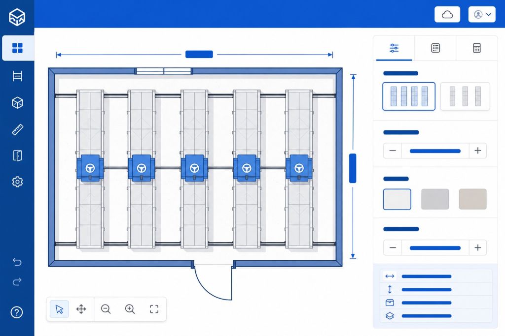Mobile shelving interactive layout planner tool