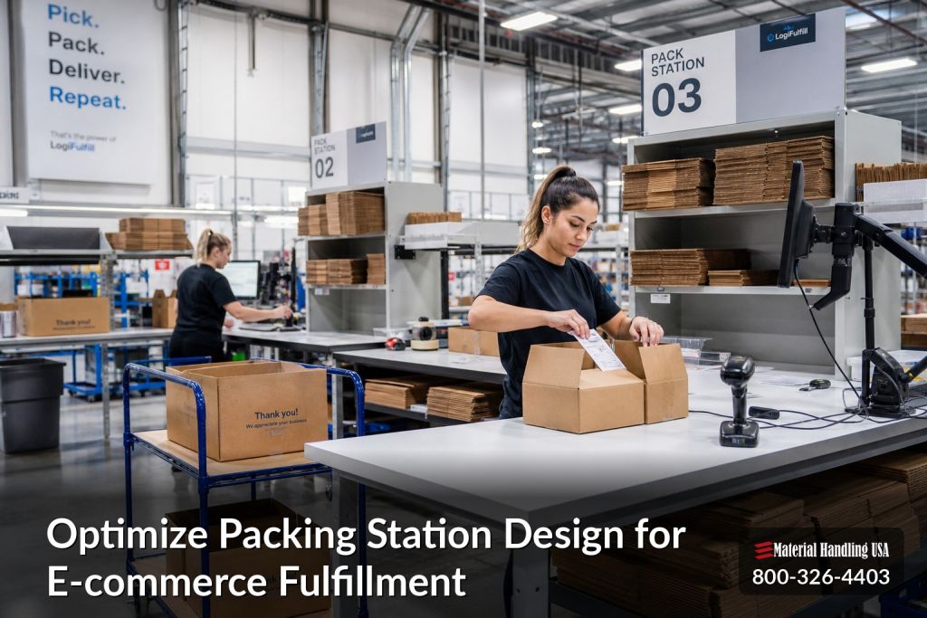 E-commerce packing station design for fulfillment
