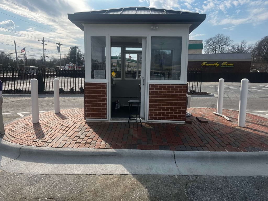 Pre-assembled guard house on steel base