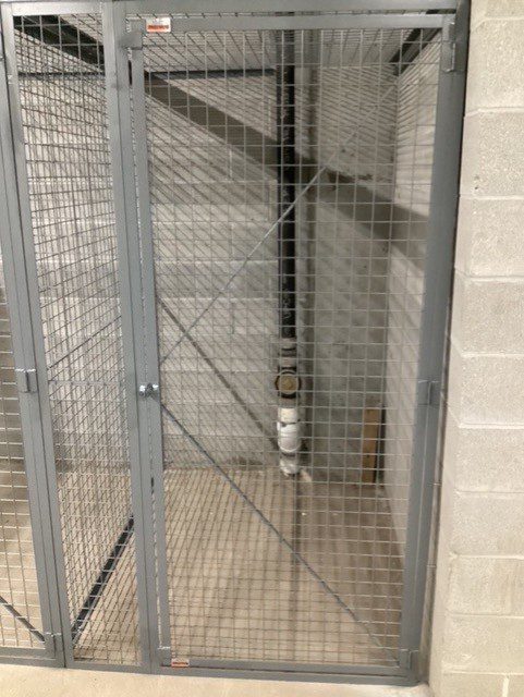 Lockable wire mesh security cage used for controlled item and DEA regulated storage