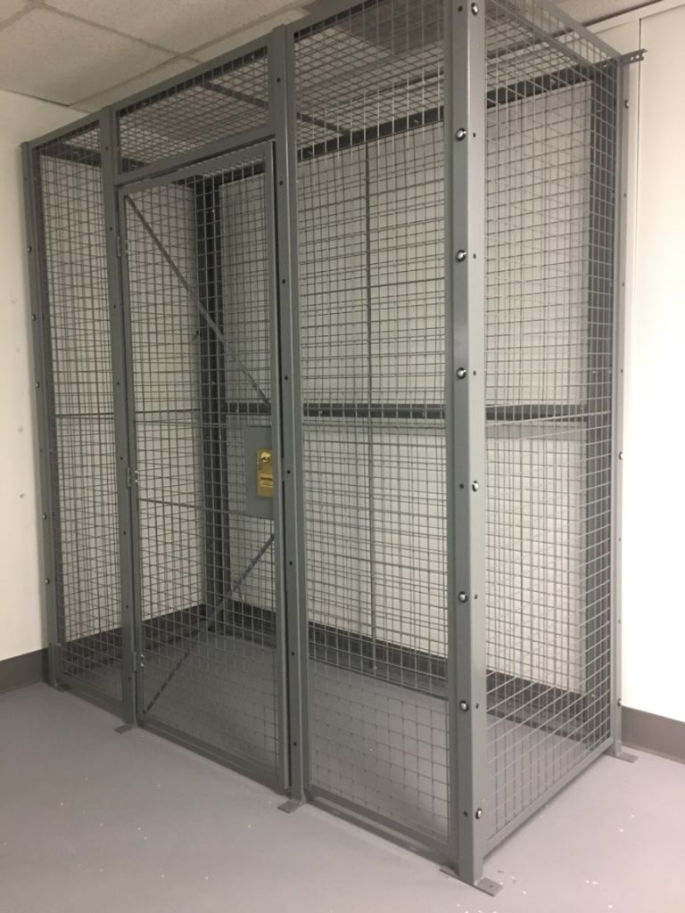 Modular wire mesh enclosure assembled from bolt-together panels