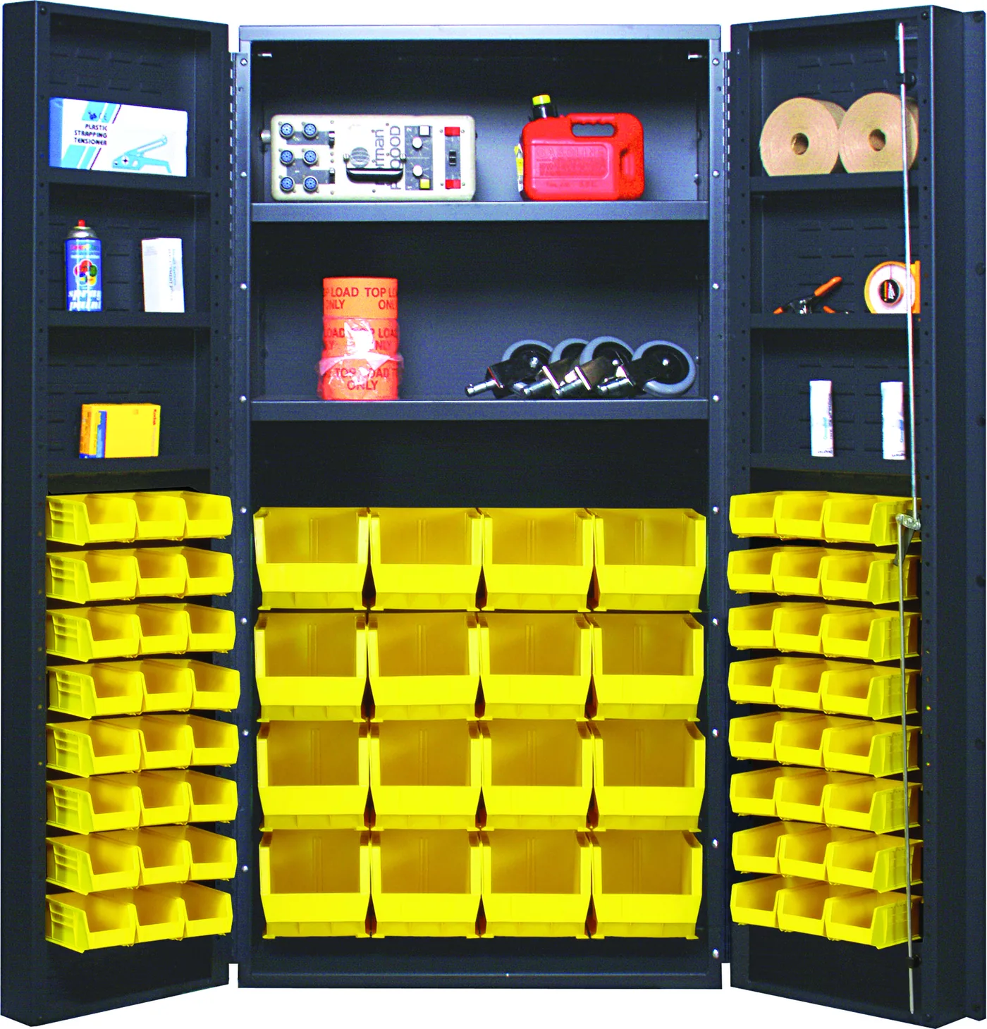 Bin storage cabinets for small parts organization