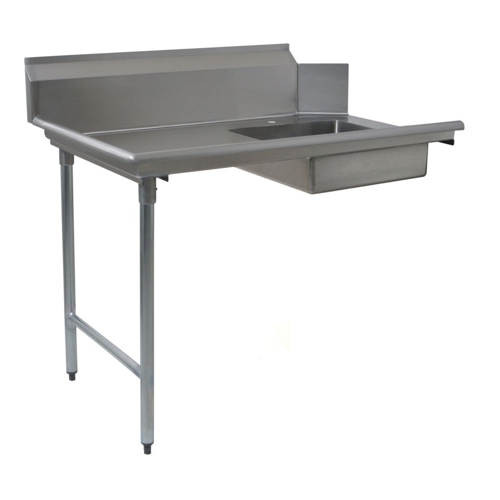 Economy stainless soiled dishtable with prerinse sink for small dish rooms