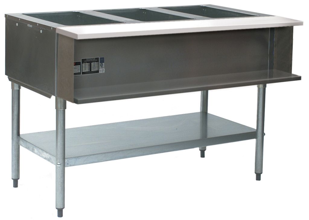 Electric water bath steam table with removable top and immersion heater for 12 x 20 steam table pans