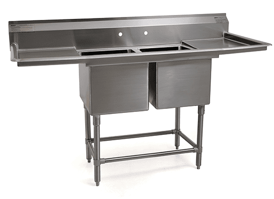 FN series 14 gauge stainless steel three compartment sink with adjustable crossbracing