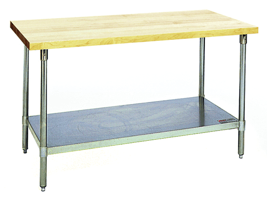 Hardwood butcher block work surface for dry, non-chemical lab and shop areas