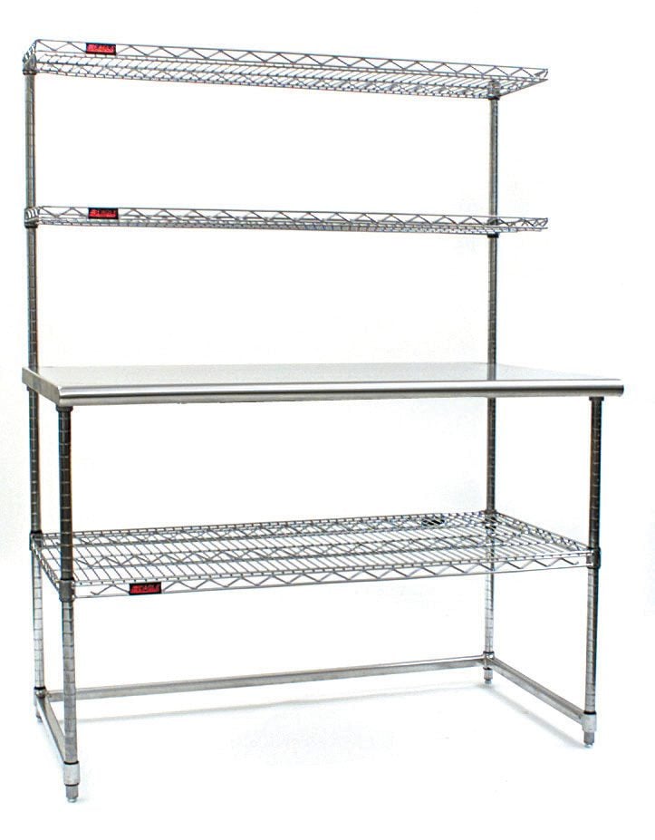 Laboratory work surface system with cantilevered overshelves above the bench