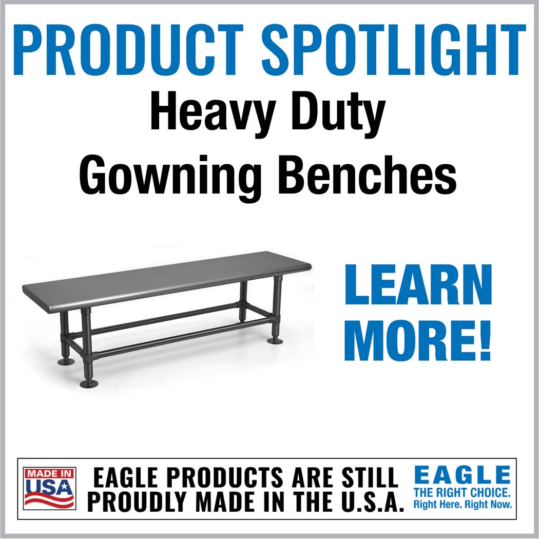 Eagle heavy duty gowning bench with reinforced stainless seat and legs