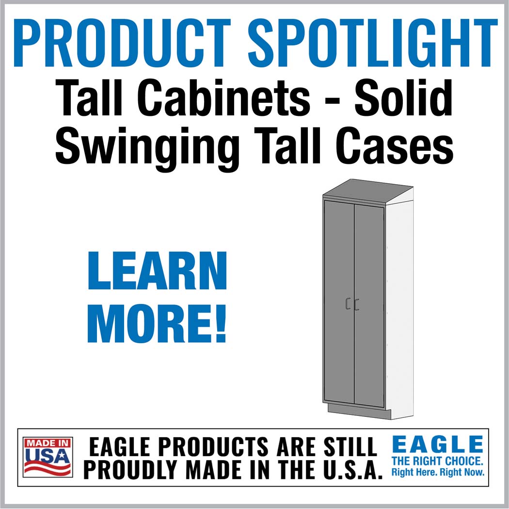 Eagle tall stainless cabinet with solid swinging doors for gowning storage