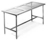 Perforated top stainless steel cleanroom table for laminar flow work areas